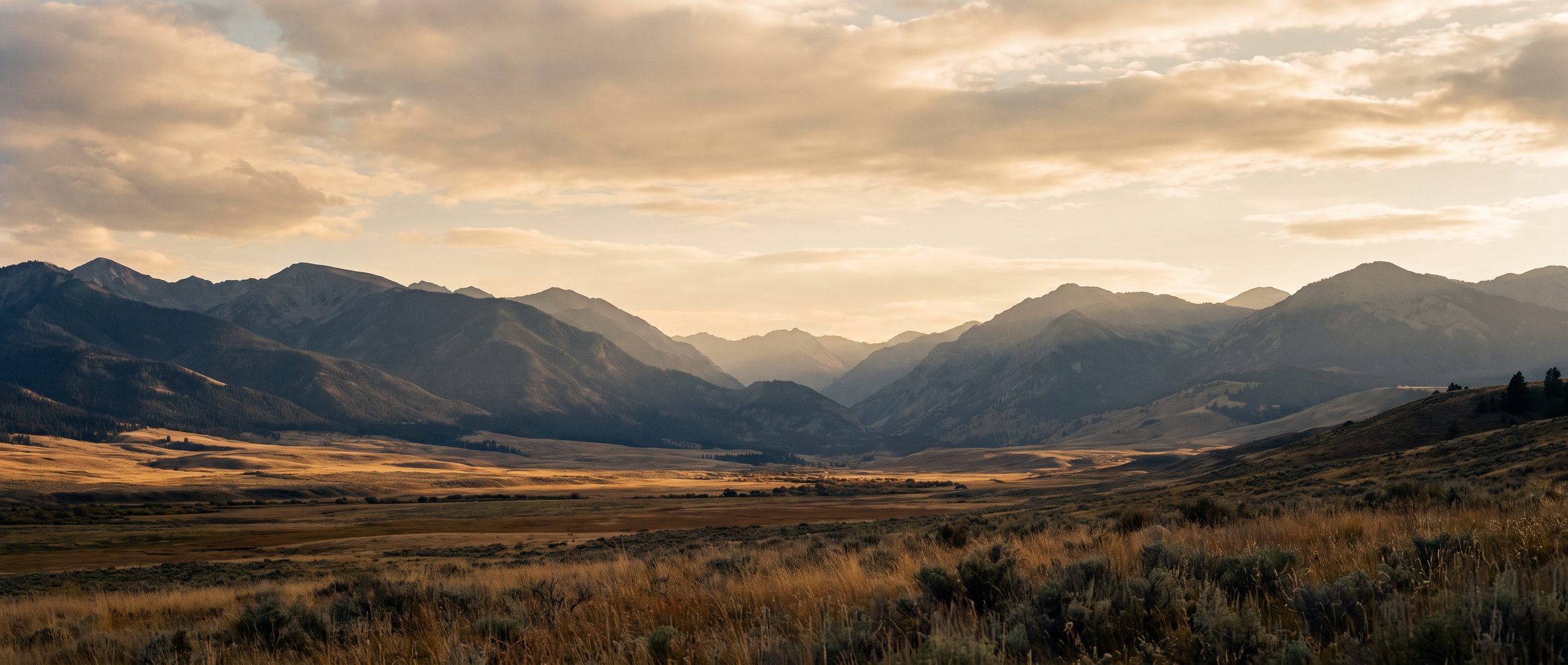 Montana mountain valley at golden hour